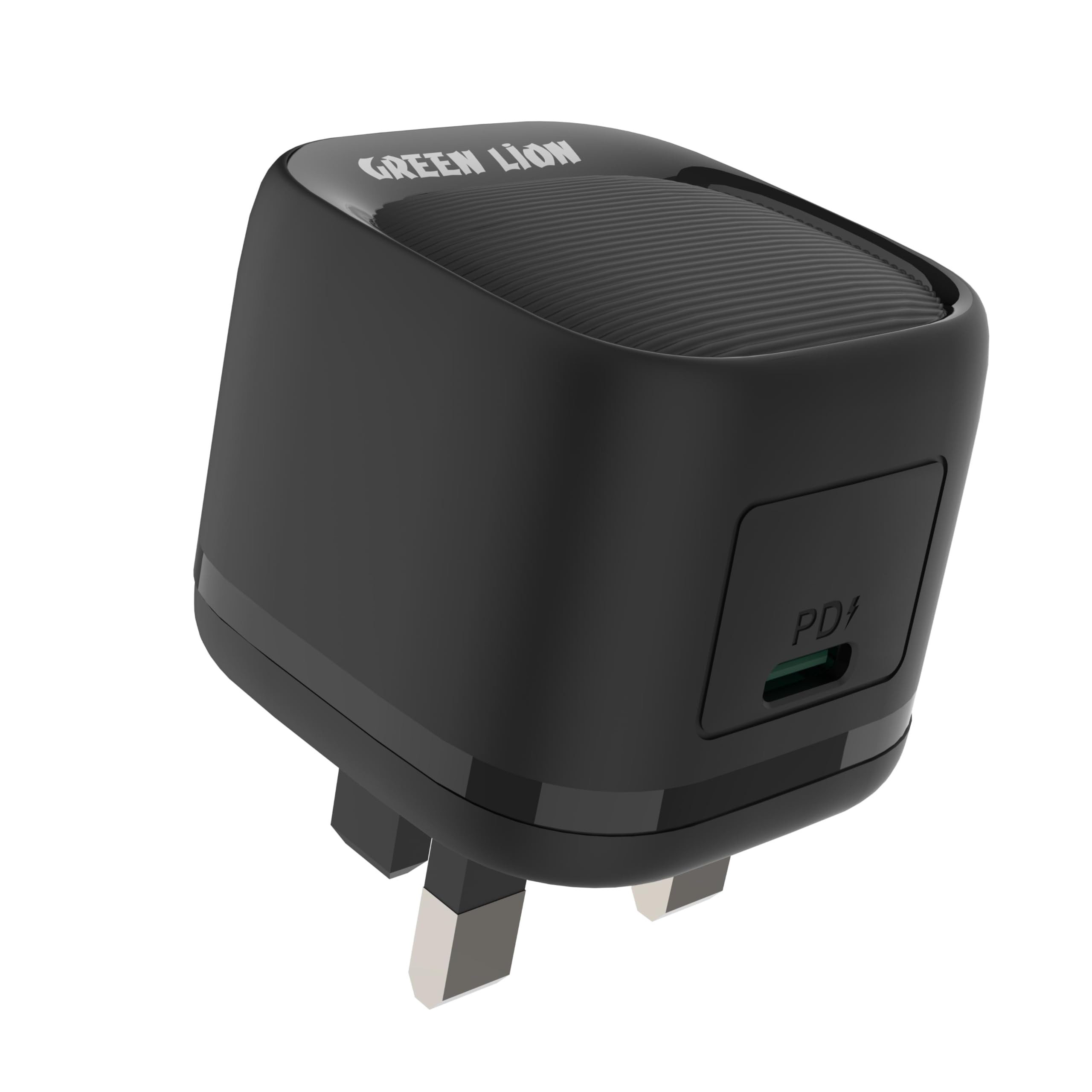 Green Lion PD 20W USB-C Wall Charger with USB-C to USB-C 1M PVC Cable, Fast Charge, Charging Protection, Portable & Pocket Size, Travel-Friendly, Programmable Power Supply - Black