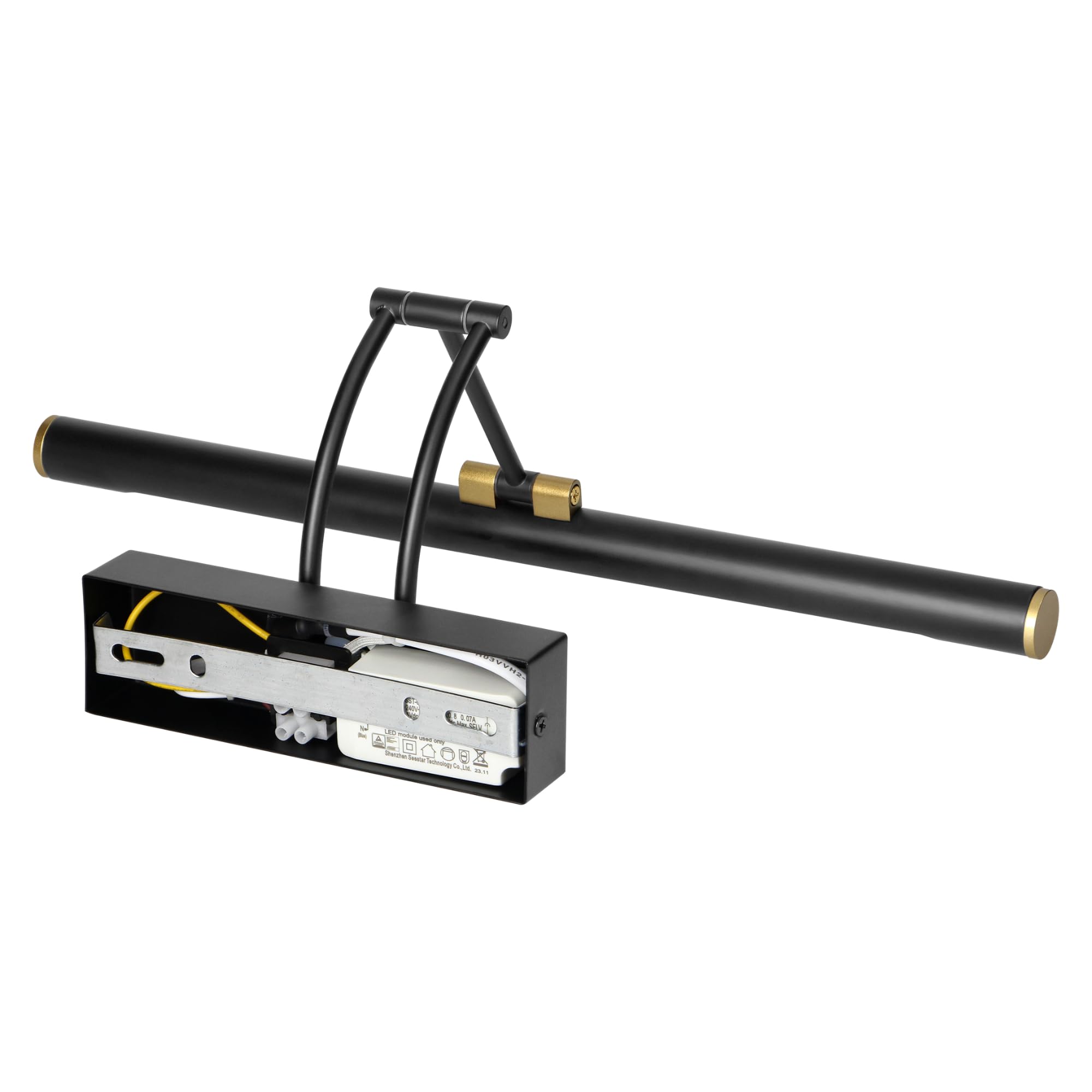Lampada Specchio Bagno Colore Nero 4000K IP44 Applique Bagno Specchio con Braccio Mobile - Regolazione dell'Angolo di Illuminazione Design Moderno (40cm / 7W / 770lm)