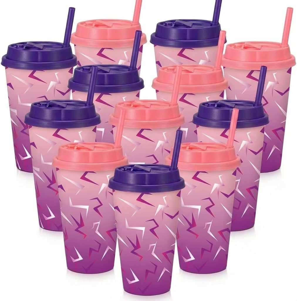 Kpop Party Favors Include 12 Pcs K-pop Cups with Lids and Straws, 16oz Plastic Party Cups for Kpop Birthday Decorations, Music Movie Popular Singer Birthday Party Supplies