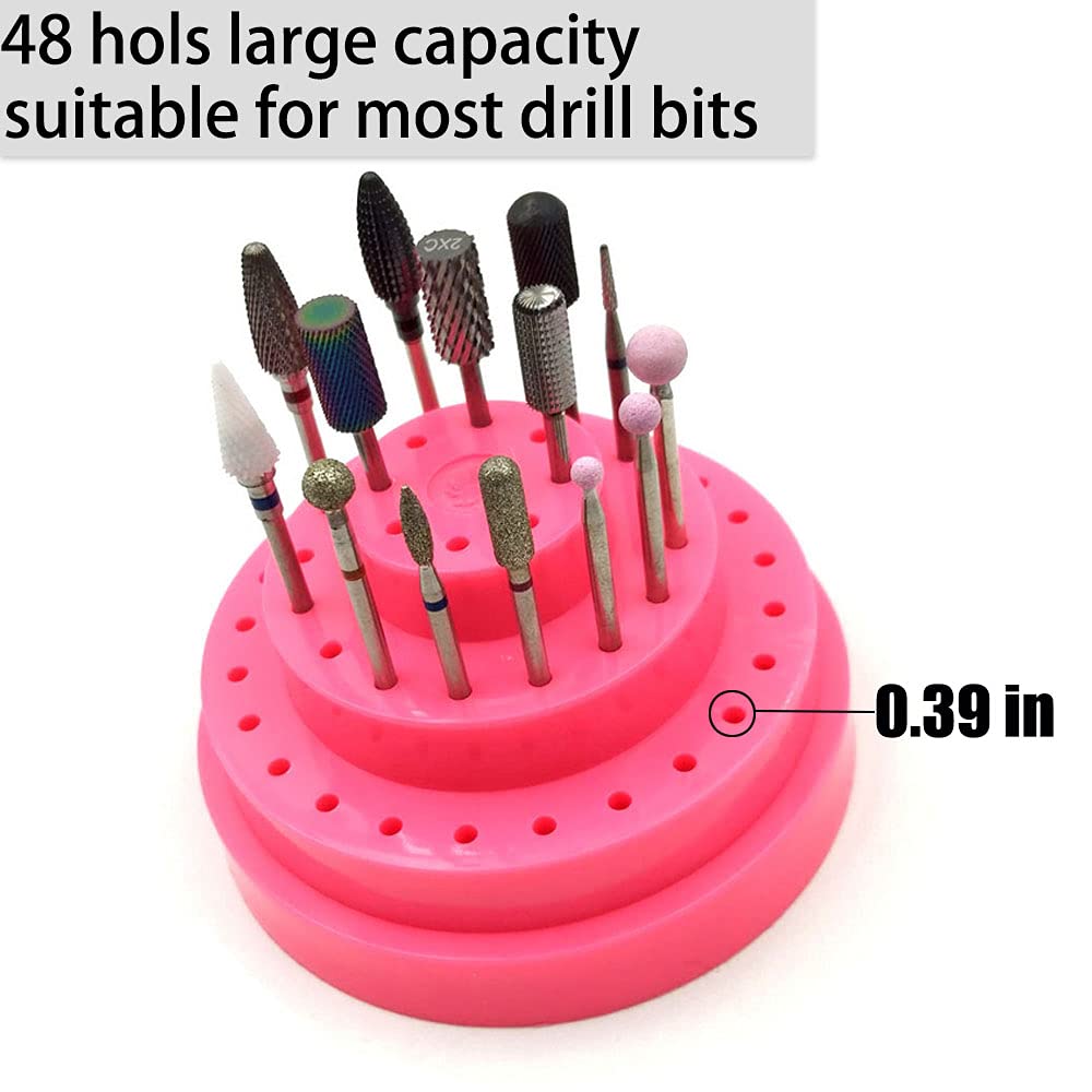 FA FIGHTART Large Dust Proof Nail Drill Bit Holder Big Acrylic Nail Drill Bit Holder Organizer Container 48 Holes Manicure Tools Acrylic Cover Case (Not Included Drill Bits)