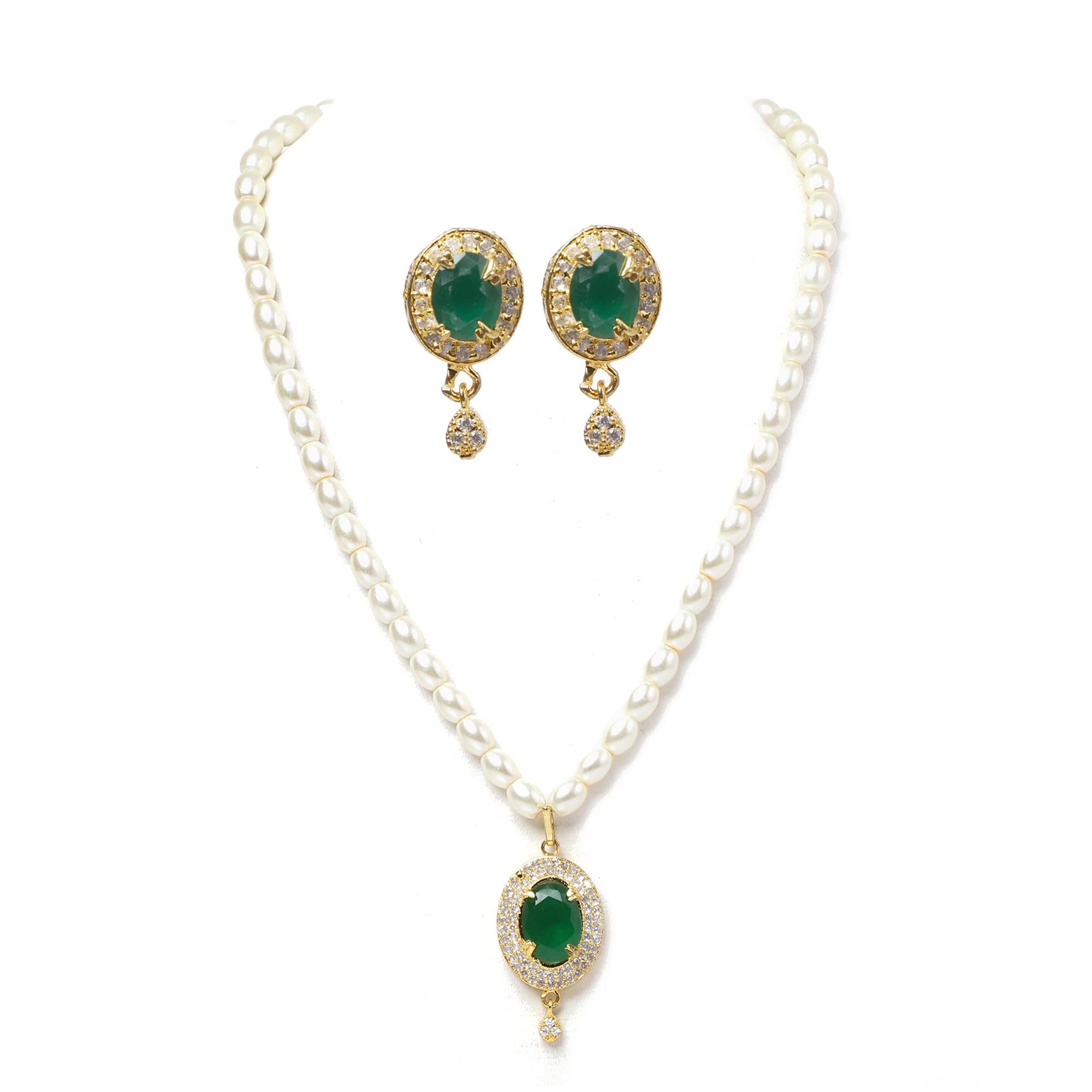 MICASA Hyderabadi Authentic Womens Jewllery Pearl Chain Set With Green Pendant & Attractive Box With Jute Potli (B0C1SWLZFW) Amazon Price History, Amazon Price Tracker