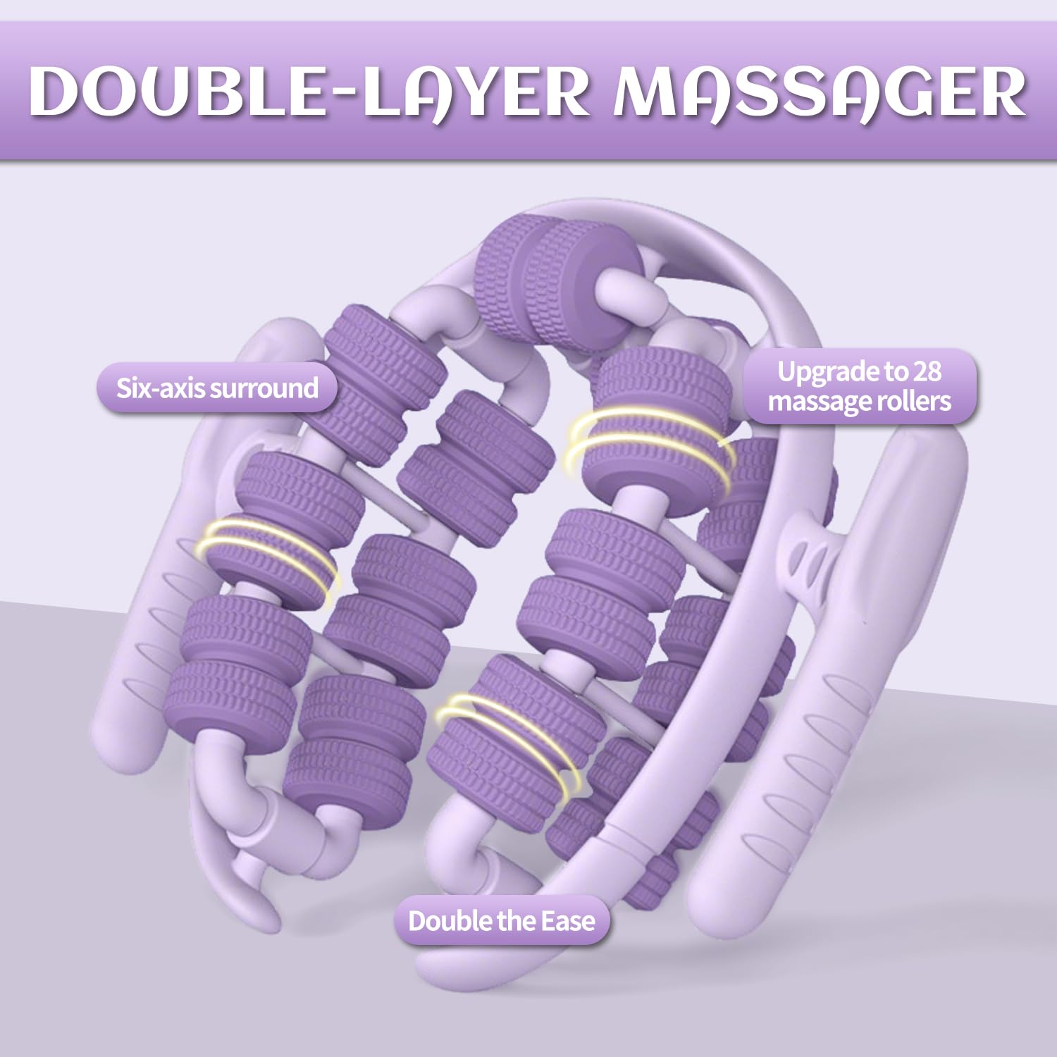 28 Roues Rouleau Massage Jambe, Anti Cellulite Roller, Rouleau de Massage Musculaire, Masseur Anti Cellulite (Violet)