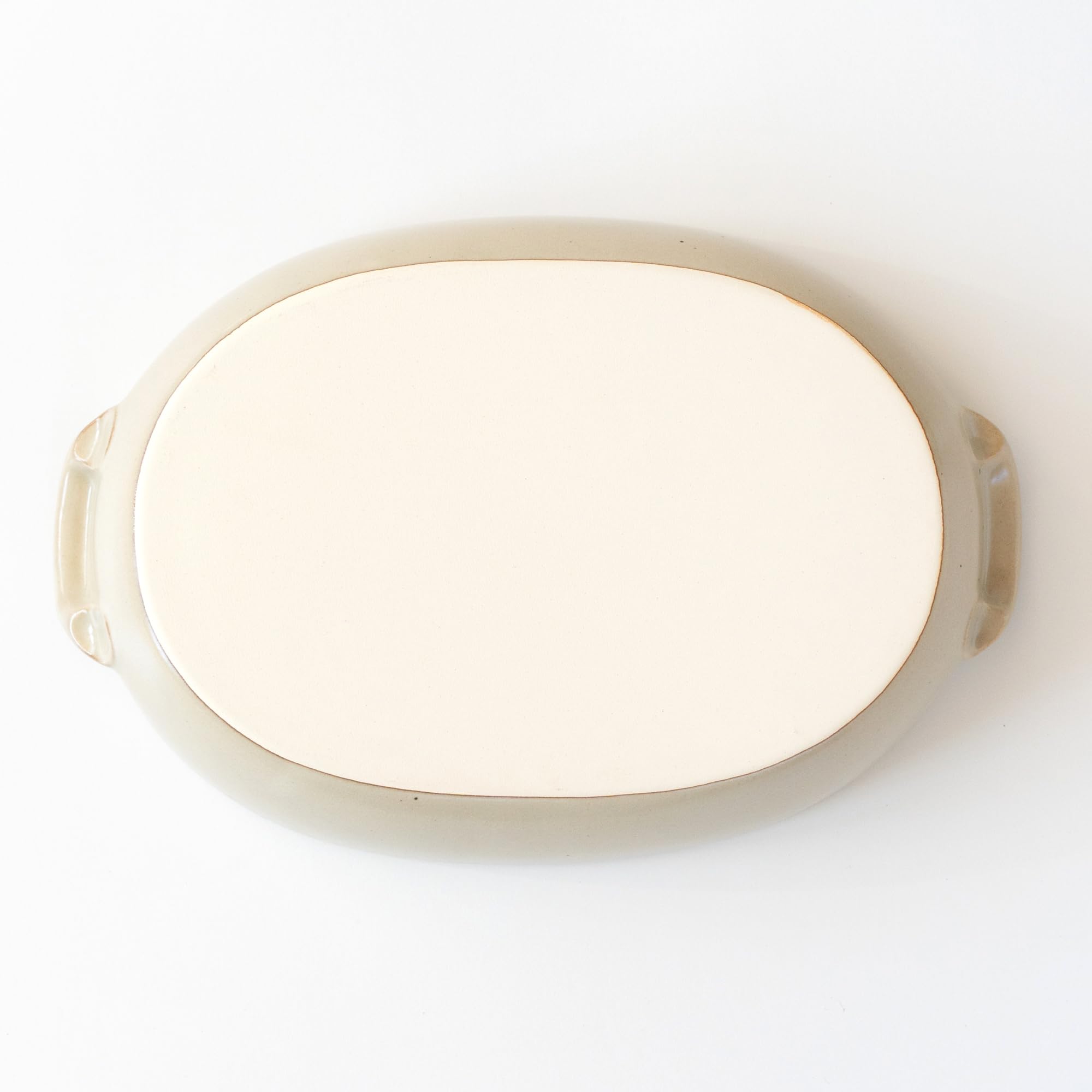 食器・キッチン用品 ベージュ陶器 丸型皿 直径約30cm