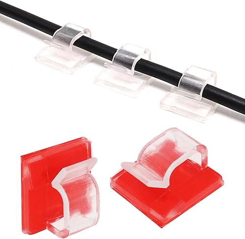 YuGtcen Clips de gestión de cables 120 unidades clip de cable autoAdehisve para exteriores clips de cable abrazaderas adhesivas organizador de