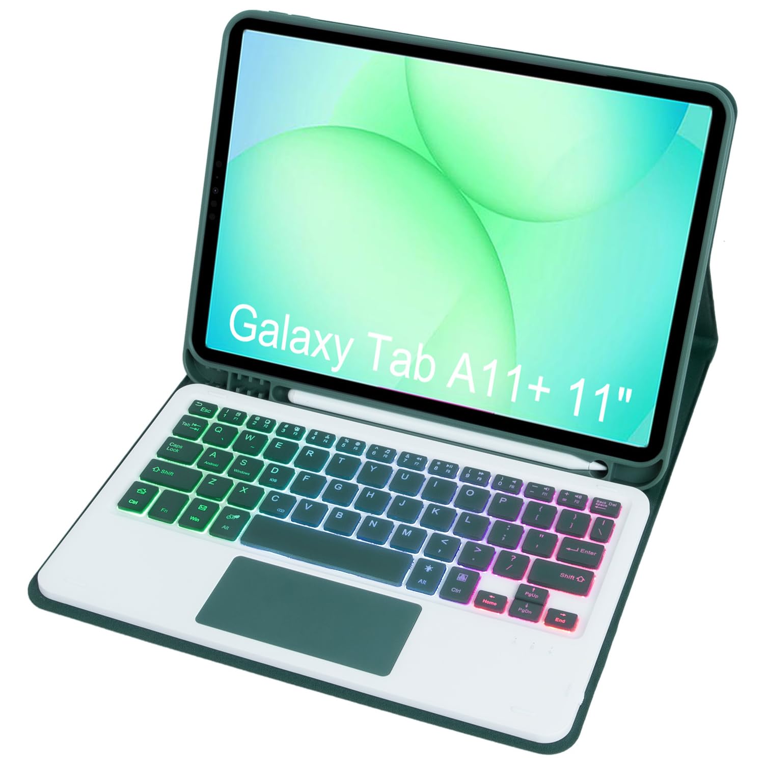 Etui na klawiaturę do Samsung Galaxy Tab A11+ (27.9 cm) SM-X310 / SM-X315 / SM-X236, bezprzewodowa klawiatura Bluetooth Folio | podświetlana klawiatura | mysz dotykowa