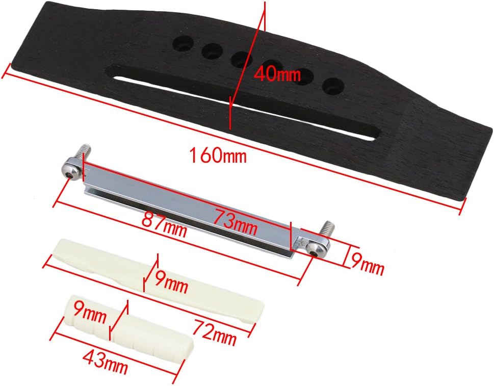 Yibuy 6 String Acoustic Guitar Rosewood Bridge & Saddle Nut & Adjustable Shaft Set : Musical Instruments