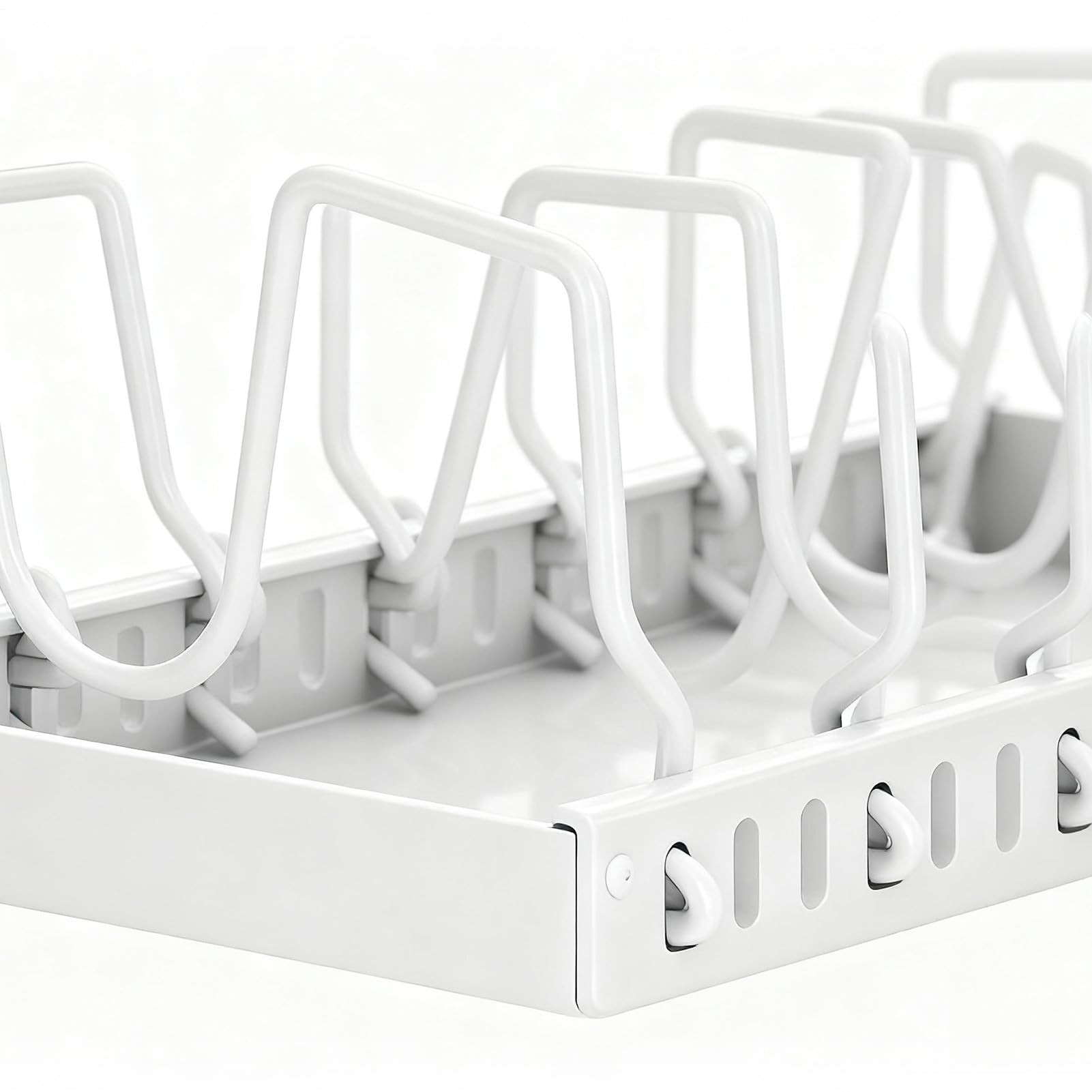 Estante de almacenamiento extensible y sartenes – Soporte autoadhesivo | polea con organizador de tapa de olla ajustable | Práctico estante de almacenamiento que ahorra espacio para organizar