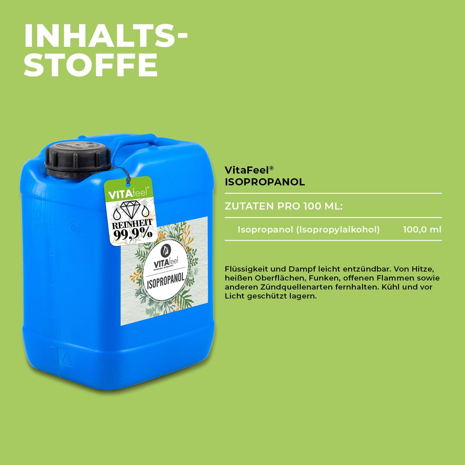 Isopropanol 5 litros – Alcohol isopropílico 99,9% desengrasante | Alto porcentaje de IPA | Calidad Premium - VitaFeel