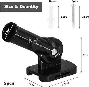 Black Adjustable Flag Pole Holder, Adjustable Flag Holder, Wall Mount Flag Pole Adjustba, Flag Pole Holder with Screws