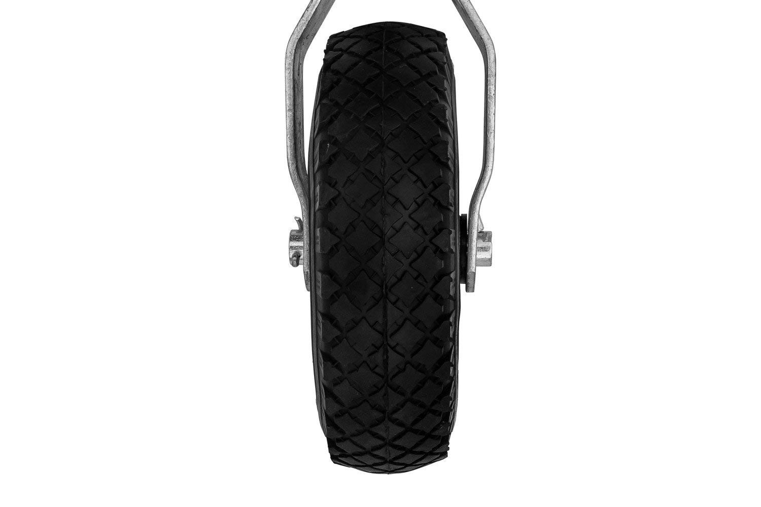 KNOTT roue de support TK48 150 kg, tube 48 mm, hauteur 500 a 720 mm, roue pneumatique 260 x 85 mm jante acier, montage sur collier, butee a billes, pour timon de remorque