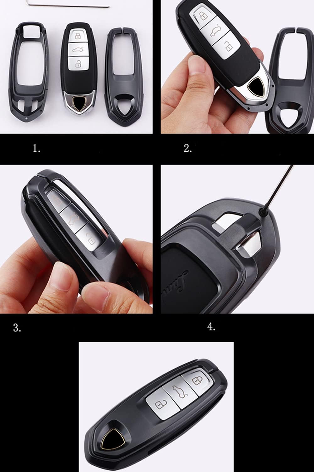 Premium Aluminum Metal Key Fob Case Cover Shell Compatible for Lamborghini URUS 2018-2020 With Metal Key Chain Gold
