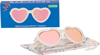 Babiators Polarized Hearts: Sweet Cream | Rose Gold Mirrored Lenses | Ages 0-2