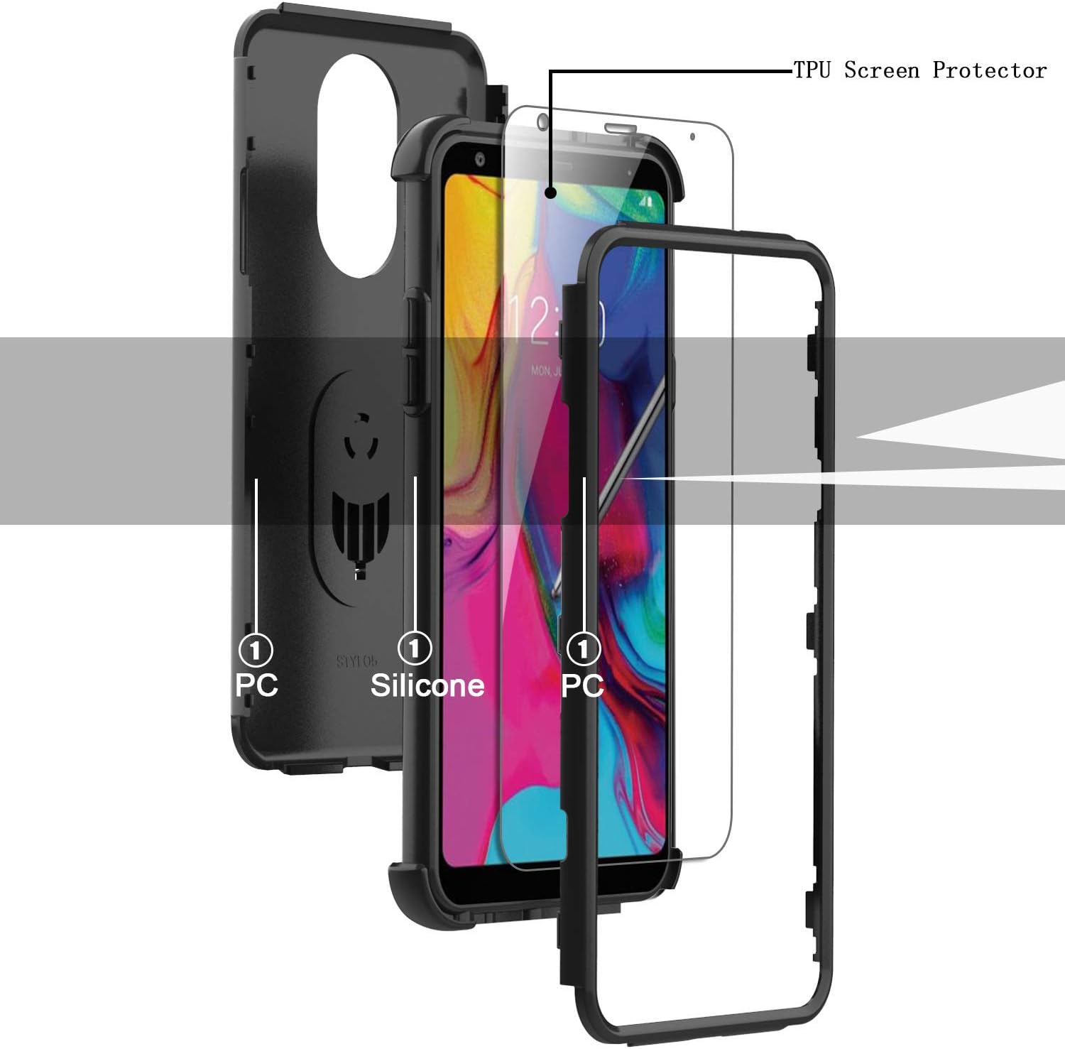 lovpec Case for LG Stylo 5 with Soft TPU Screen Protector, Case for LG Stylo 5 Plus/for LG Stylo 5V, Ring Magnetic Holder Kickstand Phone Cover Case for LG Stylo 5 (Black)