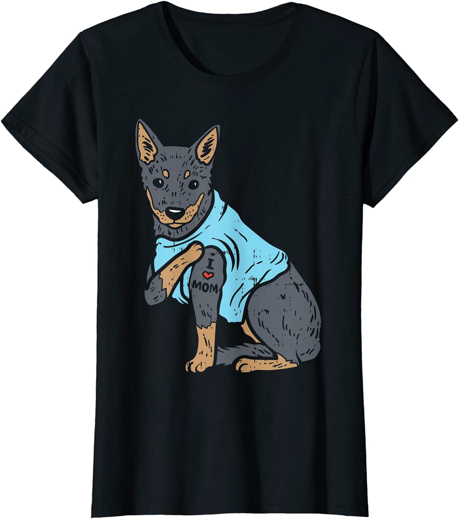 Womens Heeler I Love Mom Animal Pet Red Blue Cattle Dog Women Gift T-Shirt