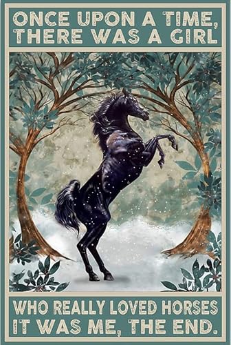 peiyeety Vintage Once Upon A Time There was A Girl Who Really Loved Horse It Poster Metal Aluminium Tin Sign Wall Decor 8"x12"