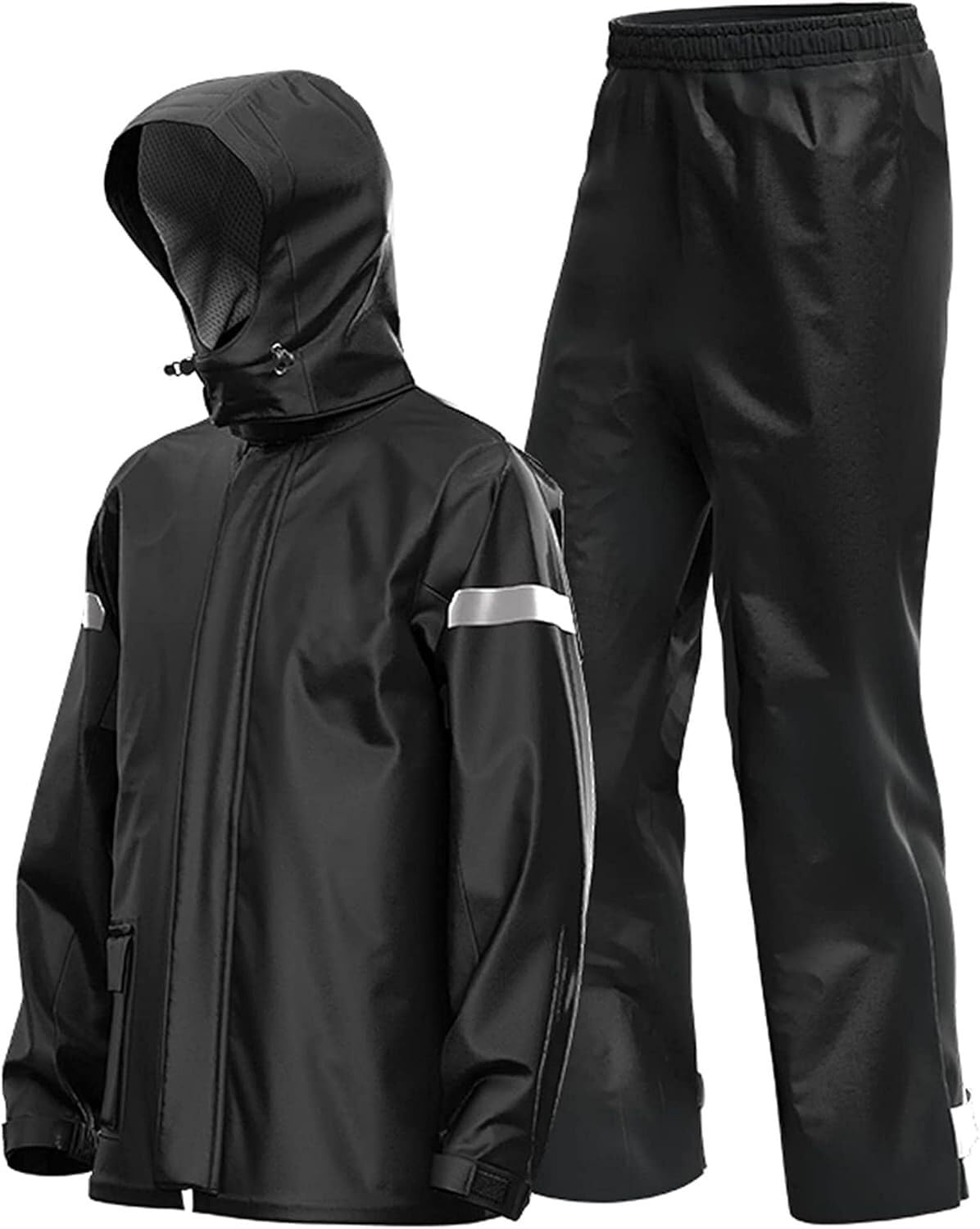 VUIKLCty Men's Raincoat Women's Raincoat Motorcycle Raincoat Raincoat Rainpants Set Lightweight Raincoat(Schwarz,2XL)
