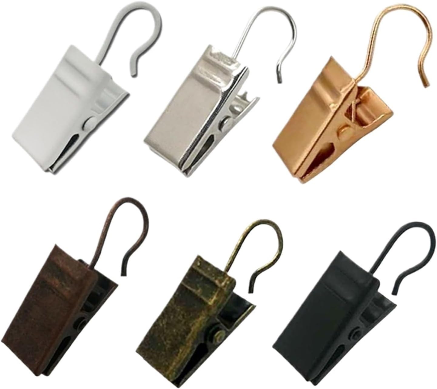 FUGGY Sturdy and Durable Curtain Hook Clips Home Curtain Accessories 100PCS/Set Sturdy Iron Curtain Hooks (Color : Gole)