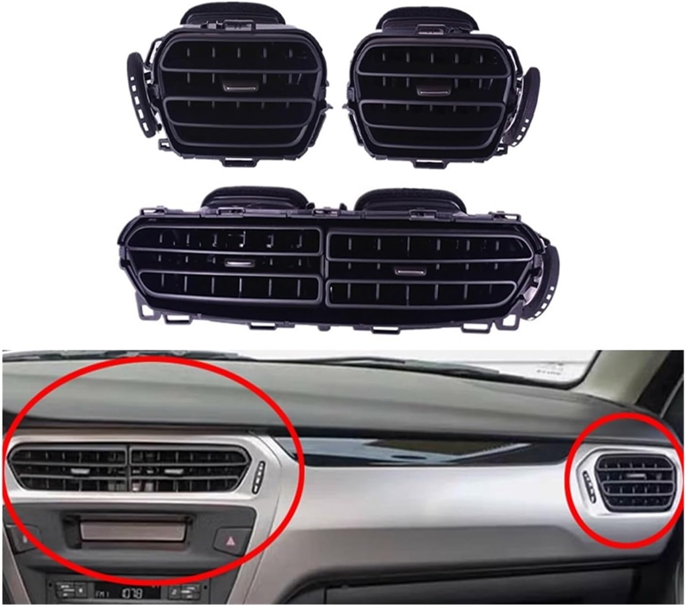 Dashboard Vent 96764765ZD 96772870ZD Fit for Peugeot 301 Fit for Citroen C3 Car Front Central Air Outlet Vent Air Vent Air Conditioner Outlet Vent Console Vent(Left)