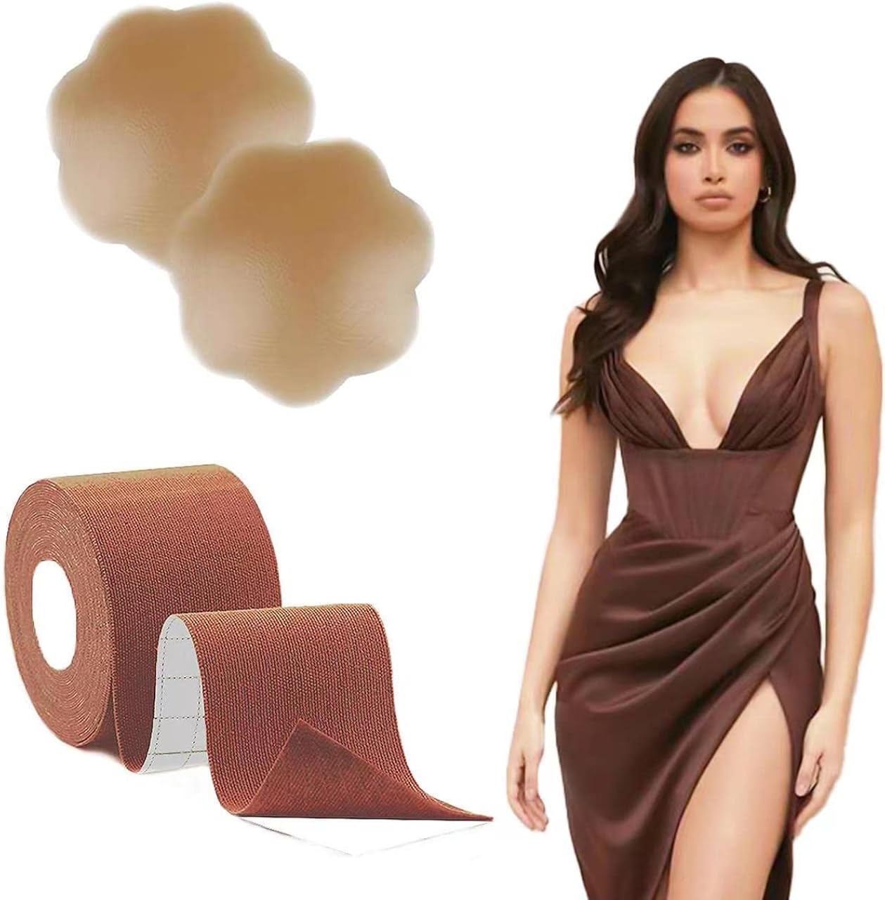 Medimama Boob Tape for Large Breasts Lift, Boobytape with Silicone Breast Petals, Reusable Nipple Cover Breast Lift Tape