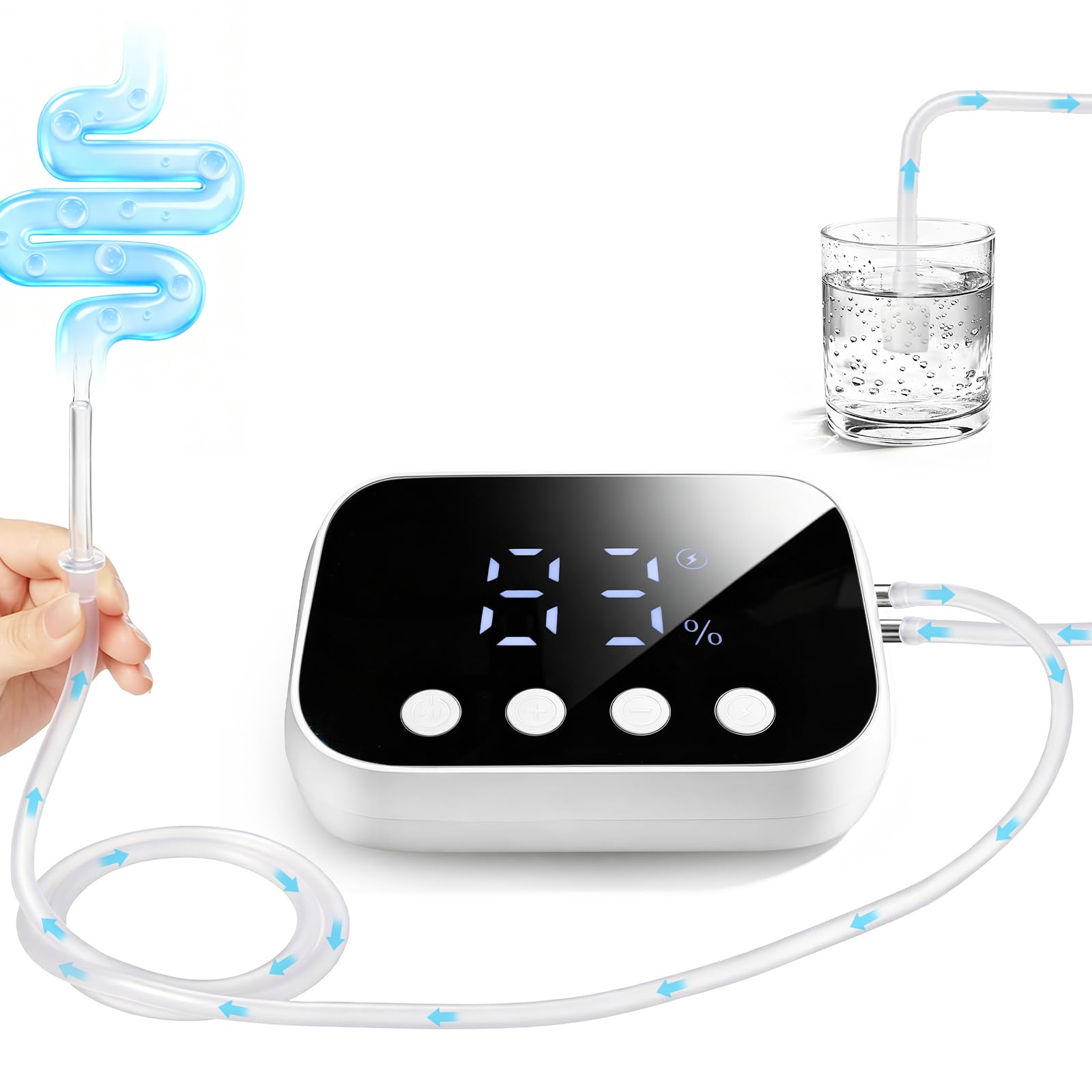 sistema de irrigación intestinal eléctrico para uso doméstico, aparato de lavado con regulación de caudal en 100 niveles, pantalla LED, recargable – para lavados sencillos en casa