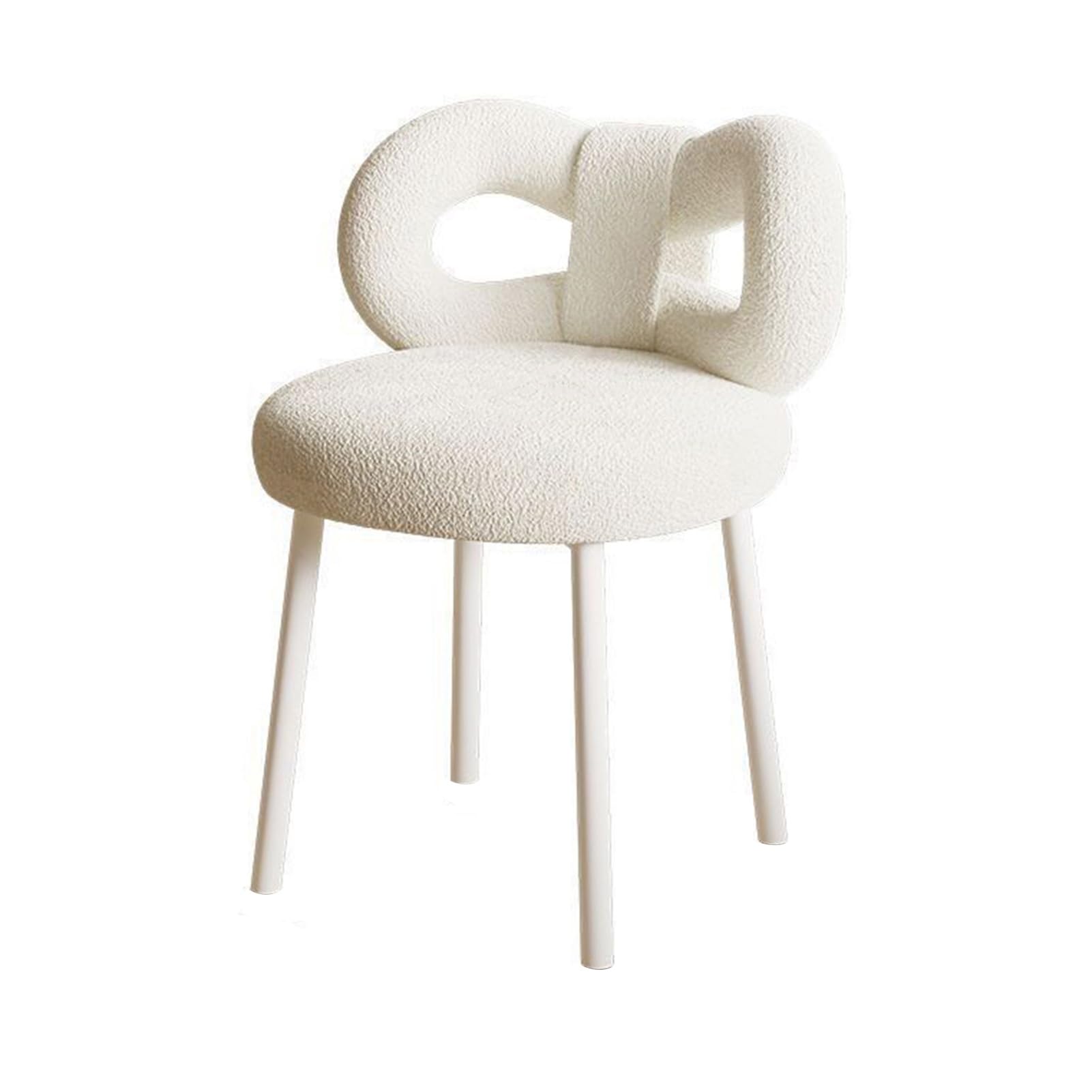 Ohfruit Women's White Vanity Chair With Bowknot Backrest, Living Room Dressing Table Chair With Back For Girls, Bedroom Makeup Chair Desk Adjustable Foot Pads Armless Chairs Side Table Seat
