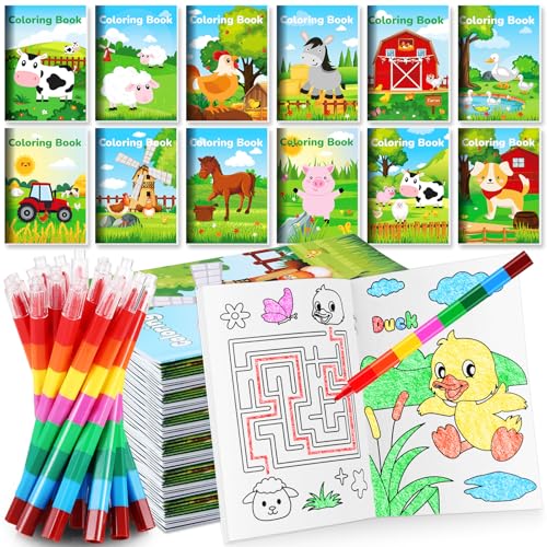 Farm Animals Coloring Books with Crayons