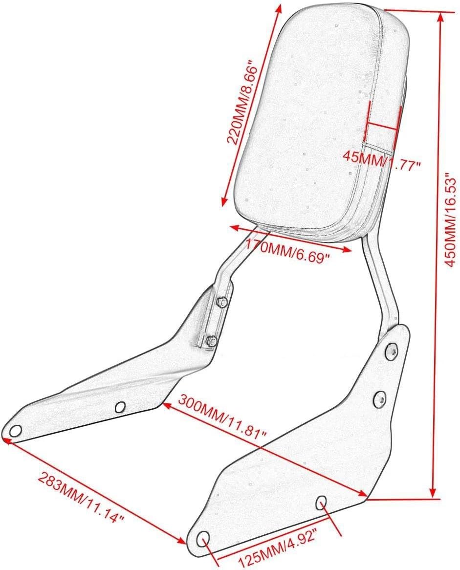 に適合する マグナ VF750 1994-2003 VF250 1995-2007 用 後部座席用バックレスト(Black)