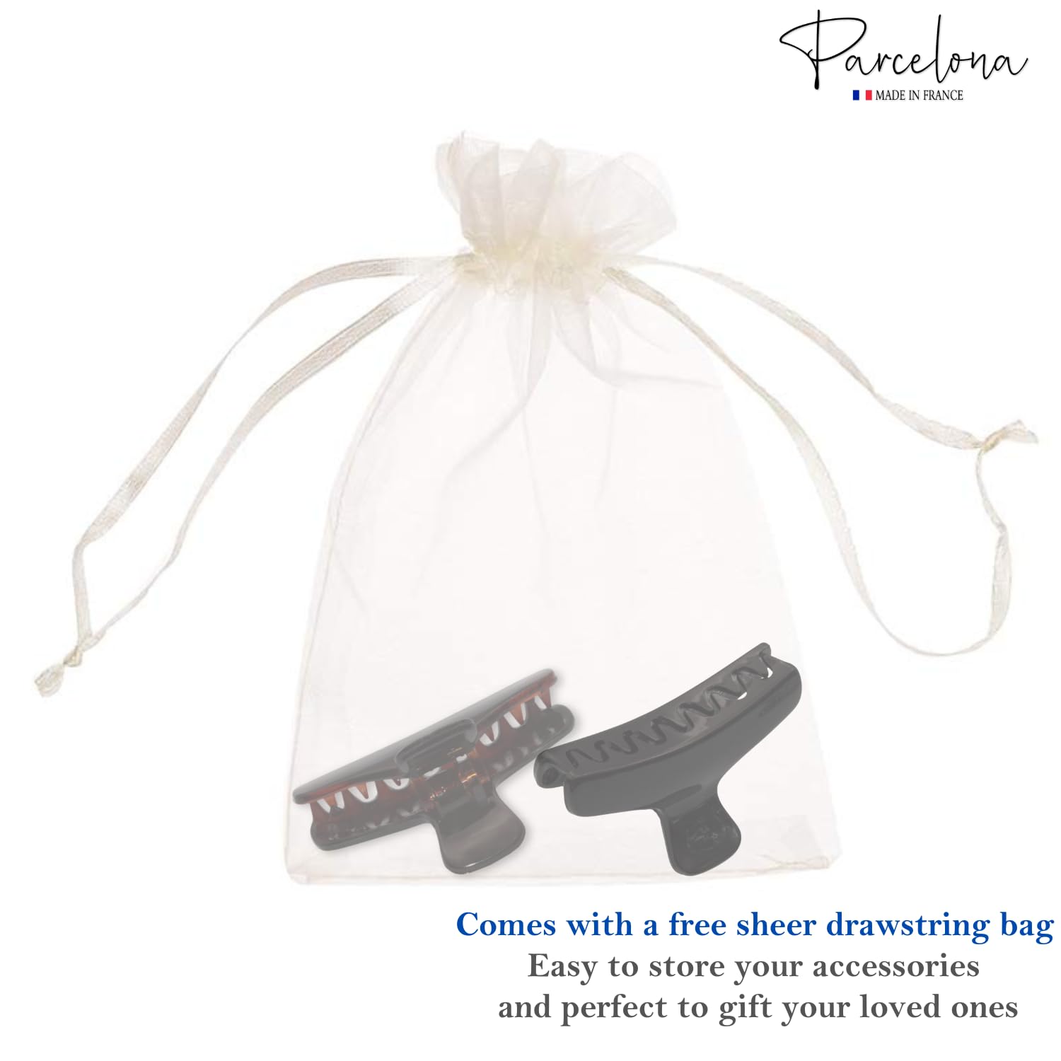 Parcelona French Salon Style Flat Set of 2 Small Tortoise Shell Brown and Black Narrow Jaw Hair Claw Clip Clutcher Clamp - Image 9