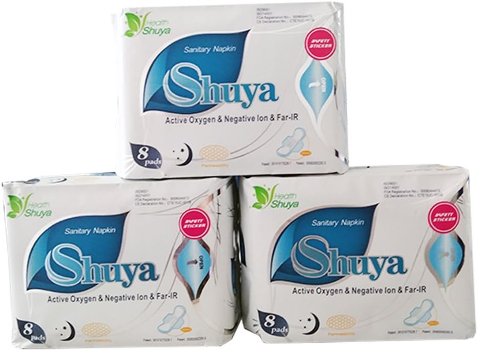 Patented Negative ion Overnight Maxi Pads for Women with Wings for Heavy Flow, Herbal Scented,Size 285mm-24Count(Pack of 3)