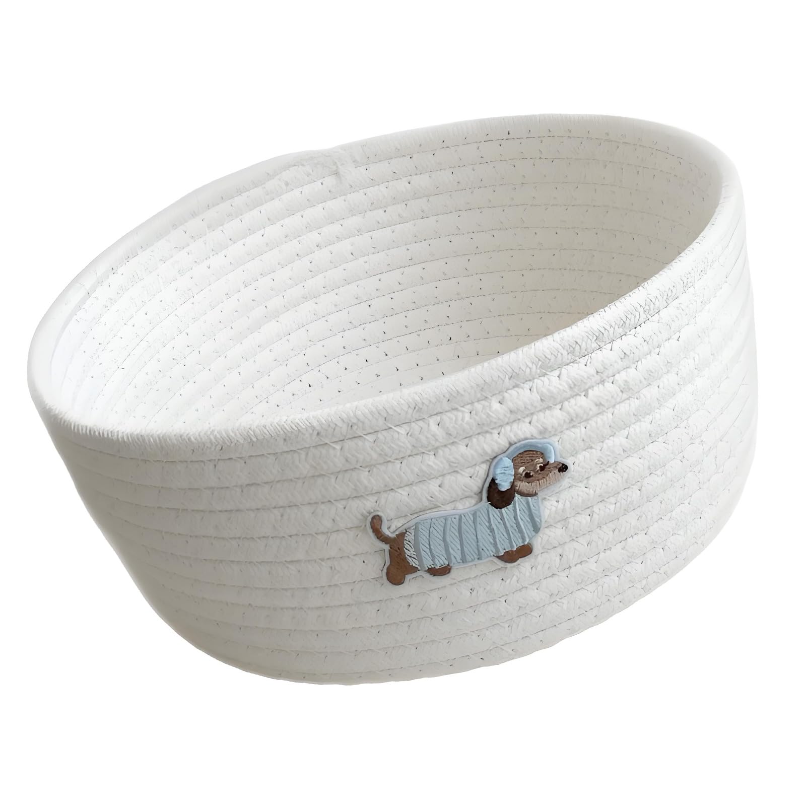 Hredyqw Dog Embroidery Cotton Rope Storage Basket For Toy Snacks And Home Organization Woven Storage Bin