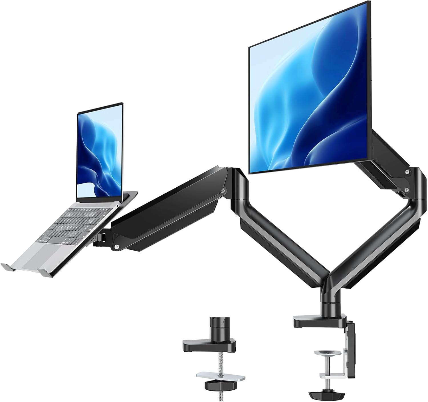 MOUNTUP Monitor and Laptop Mount Holds 3.3-17.6lbs, Adjustable Gas ...