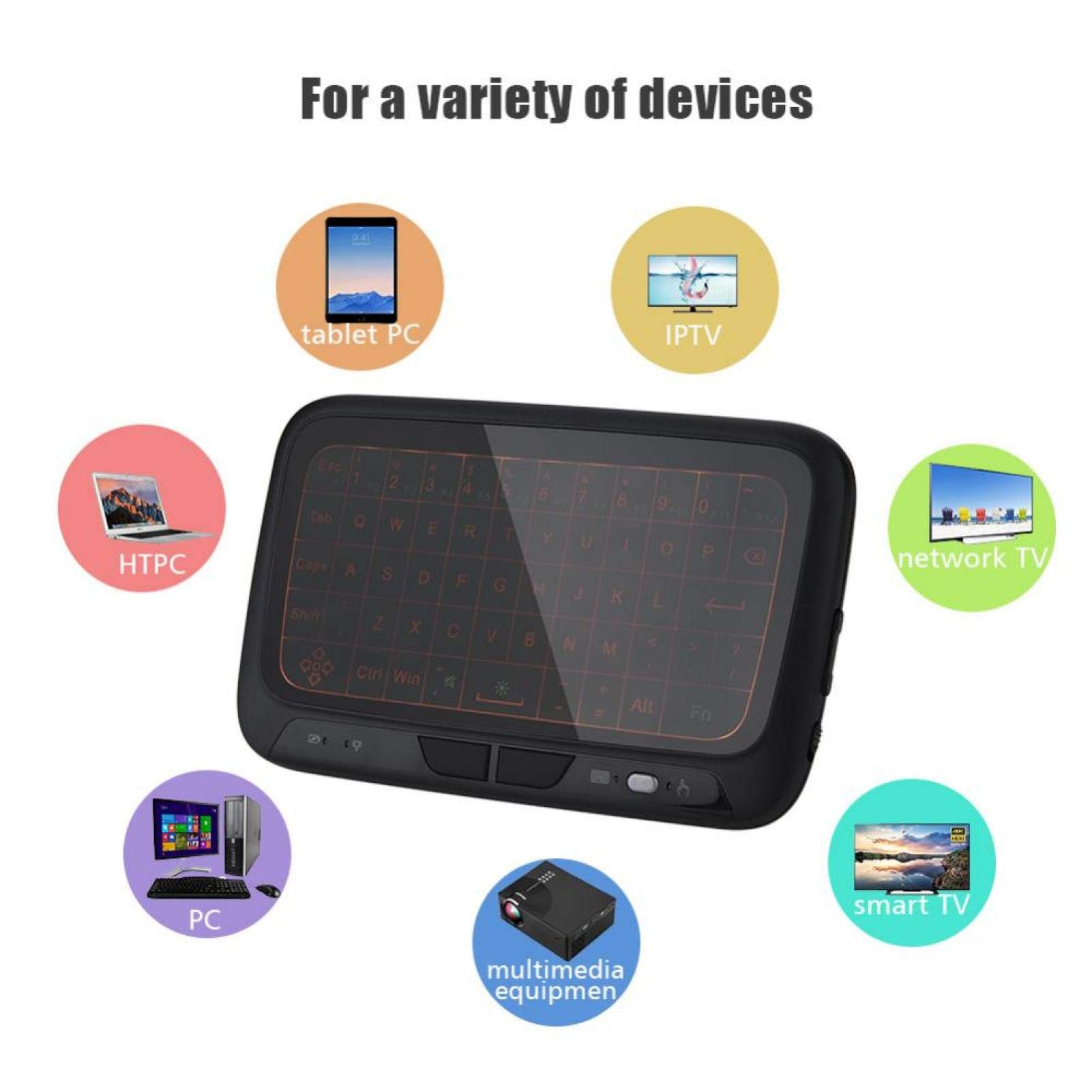 VBESTLIFE Air Mouse Keyboard, 2.4G -Tastatur mit Hintergrundbeleuchtung PC-Tastatur-Fernbedienung für TV-Box PC, PAD, Smart-TV, HTPC, Android-TV-Box