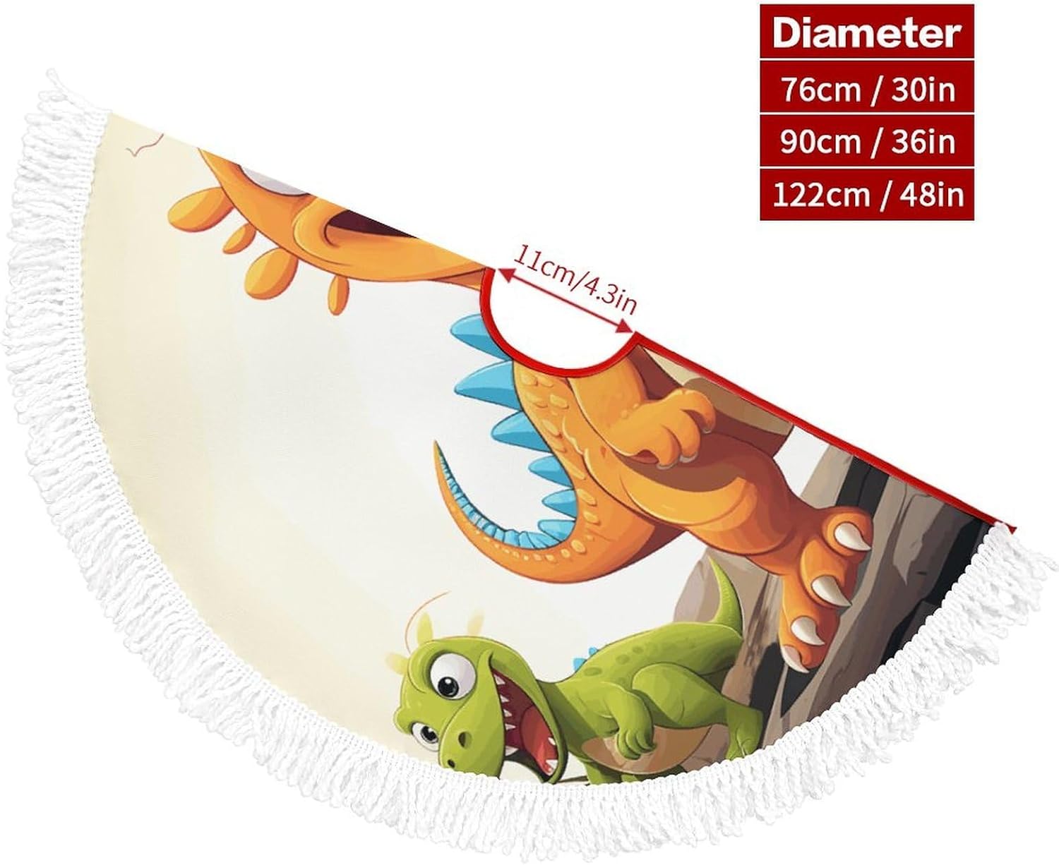 Christmas Tree Skirt Cute Xmas Trees Mat Skirts Personalization Christmas Round Tree Skirts for Holiday Party Decorative Supplies Cartoon Dinosaur Images