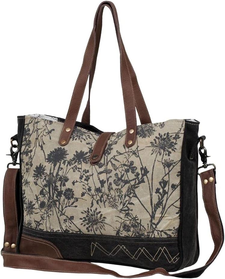 Myra Bag Floral Purses for Women - Canvas Floral Purse with Genuine Leather Accents, Casual Everyday Women’s Flower Bag - Image 3