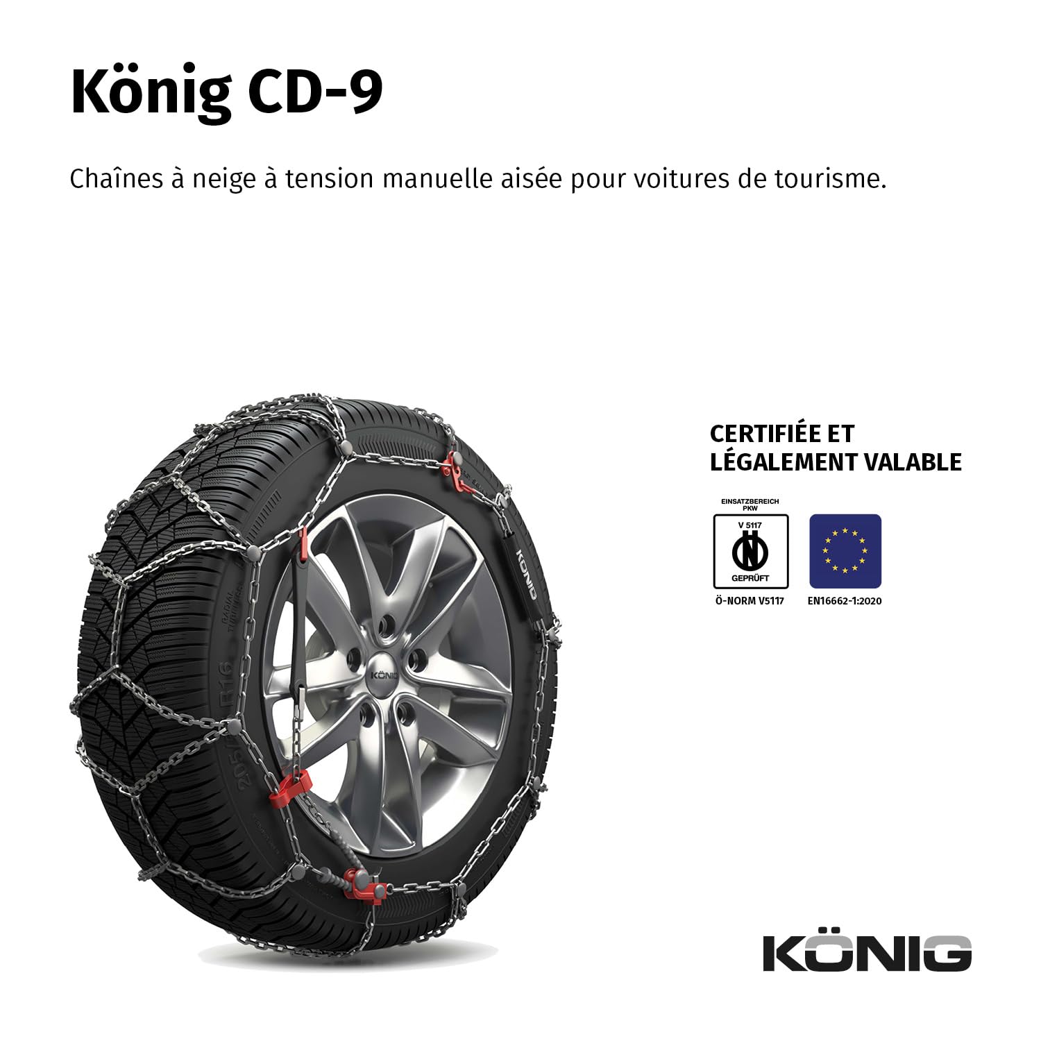 KÖNIG CD-9 104 - Chaînes à Neige, Set de 2