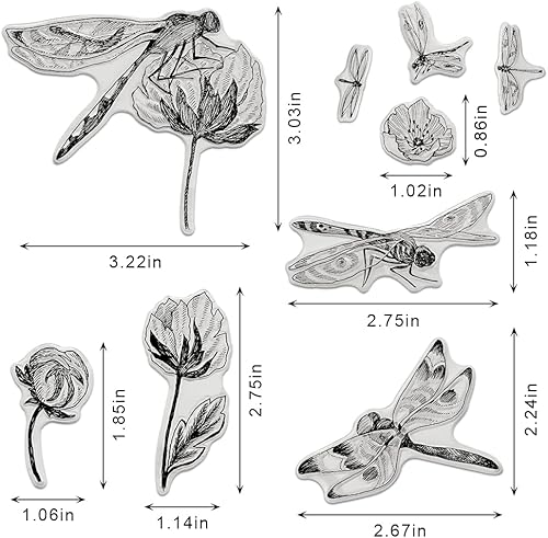Miniatura 2 de Sellos de silicona transparente de libélula para hacer tarjetas, sellos de goma transparente de loto de flores para decoración de tarjetas, álbumes