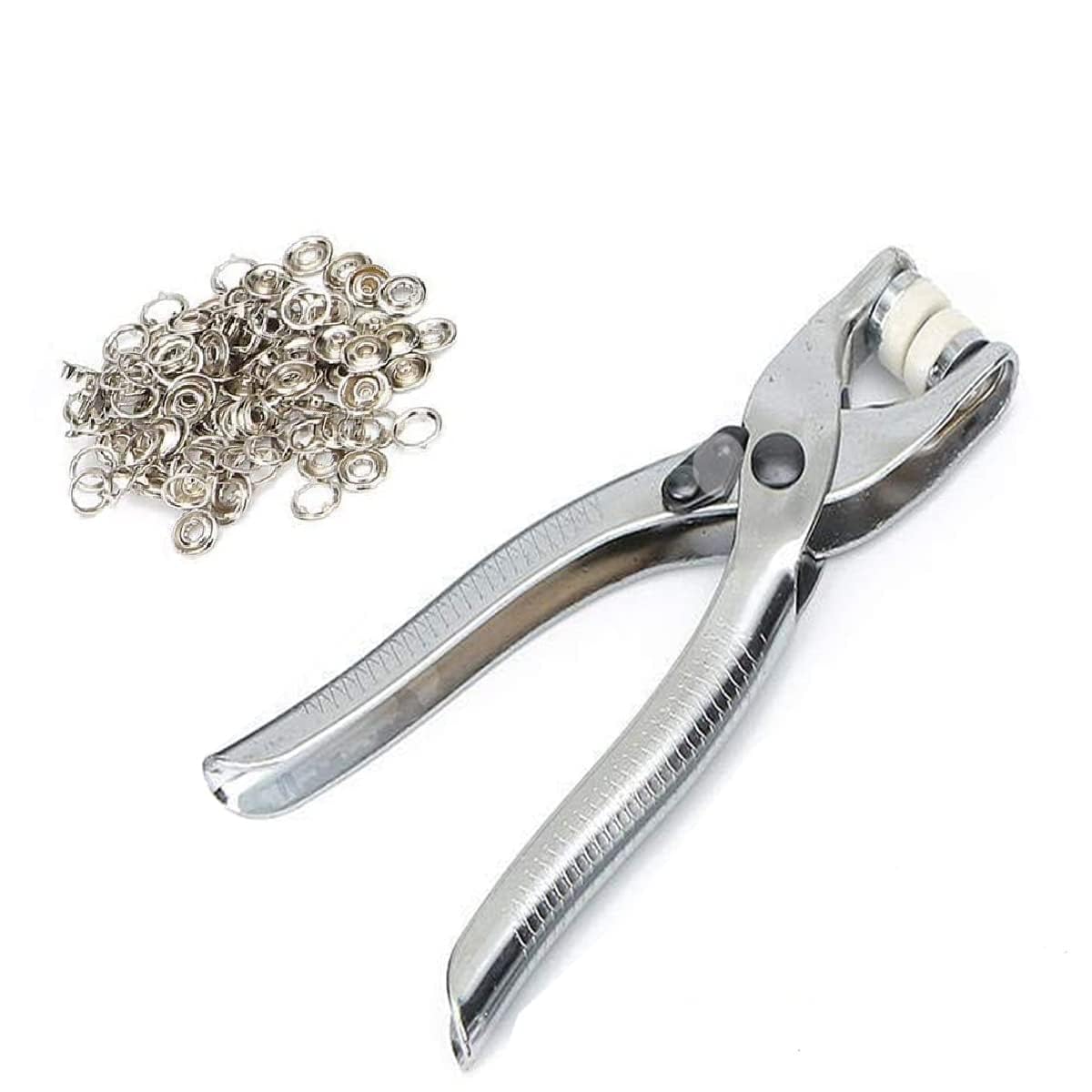 Saiyam Grommet Eyelet Plier Hole Puncher Kit Stainless Steel Easy Press Button Snap Fastener Plier Button for Leather, Shoes, Fabric, Belts, Workbooks, Apparel - (Silver) (B0DC55Y66P) Amazon Price History, Amazon Price Tracker