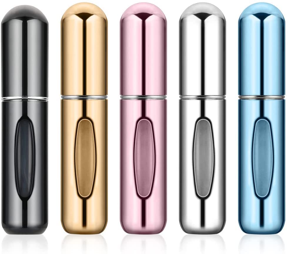 5 Pack Mini Refillable Perfume r Bottle,Portable Perfume Empty Bottle,Multicolor Travel Perfume Dispenser,Refill Scent Pump Case Perfume Bottle for Traveling Outgoing Purse 5ml/0.2oz