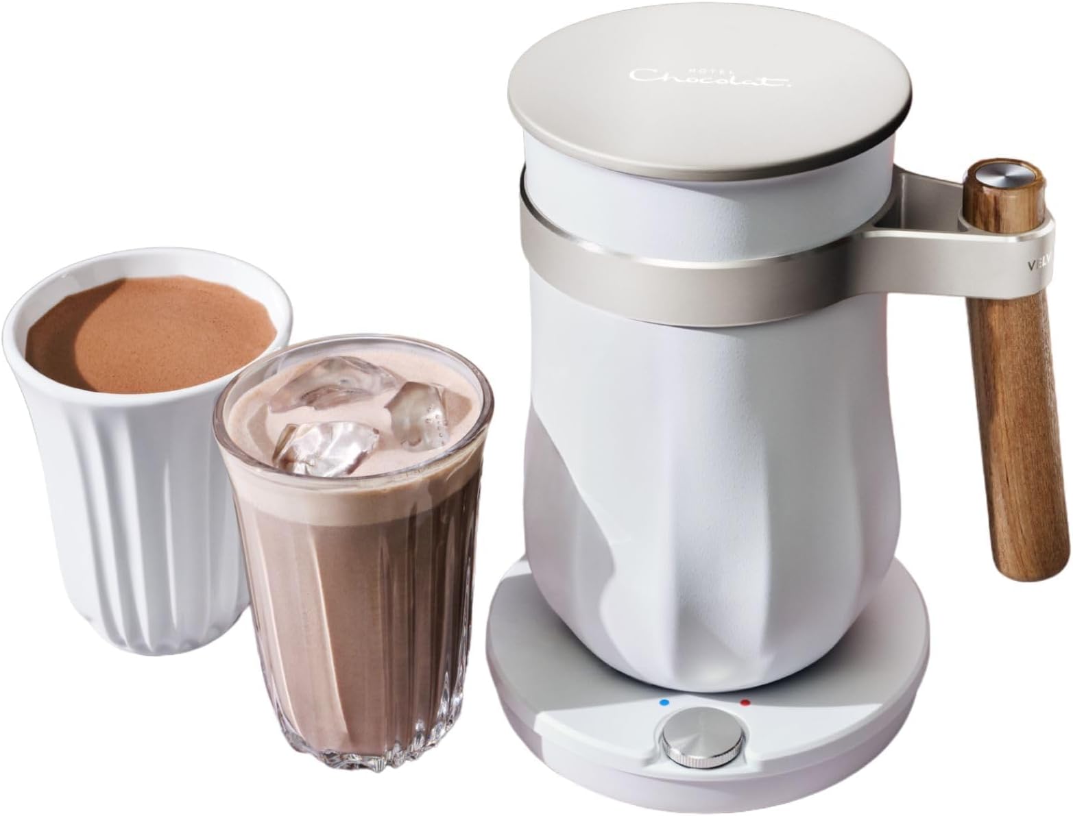 Hot Chocolate Maker – Velvetiser Hot & Cold Drinking Chocolate Machine, Includes Mug & Glass, Chalk Edition, Luxury Gift