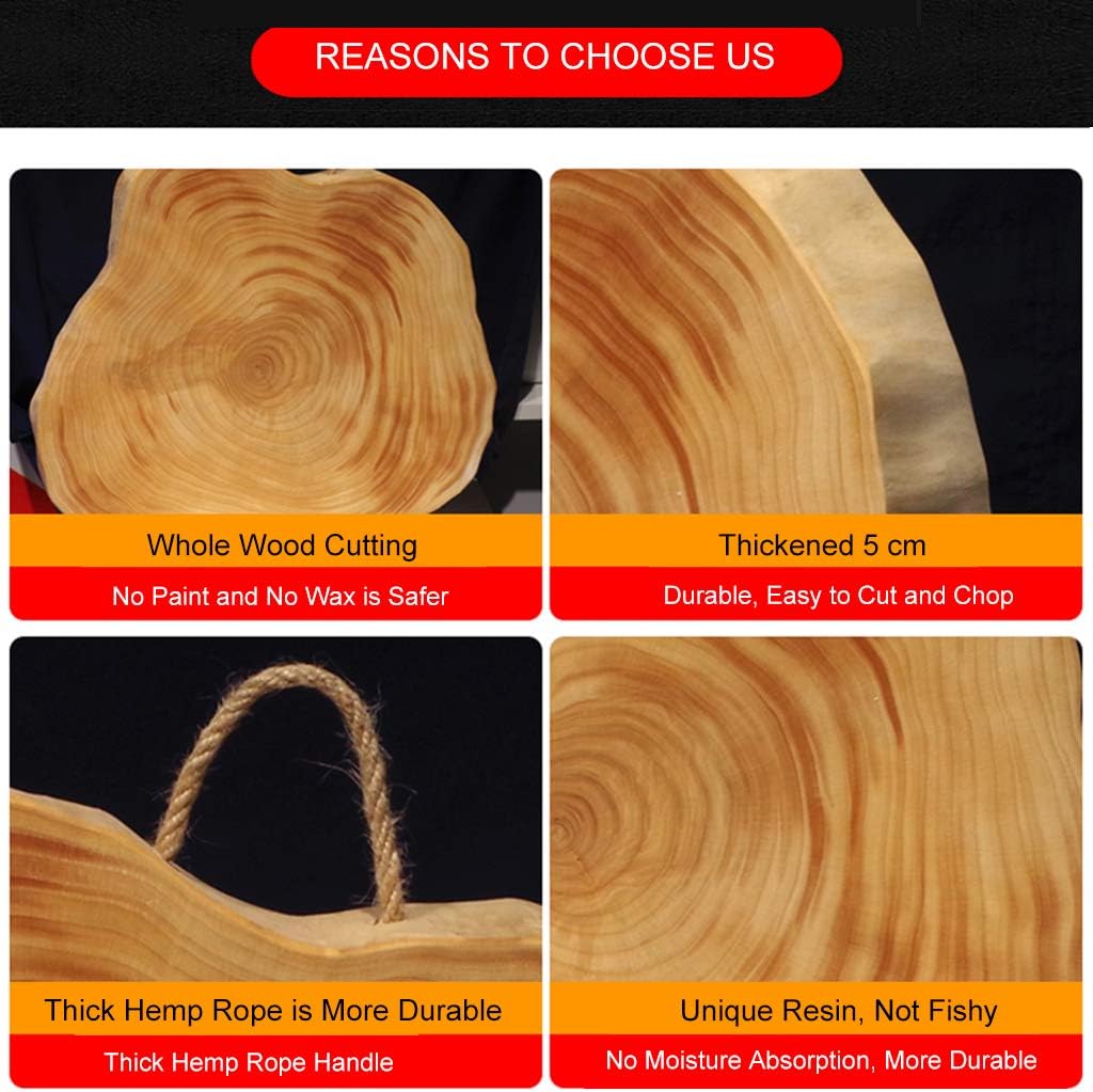 Choing Boardginkgo Wood Cutting Board Irregular Sha 5Cm Thick Kitchen Cutting Board Vegetable/Fruit/Cheese/Bread/Pizza Cutting Board Tray Gift for Friends and Family