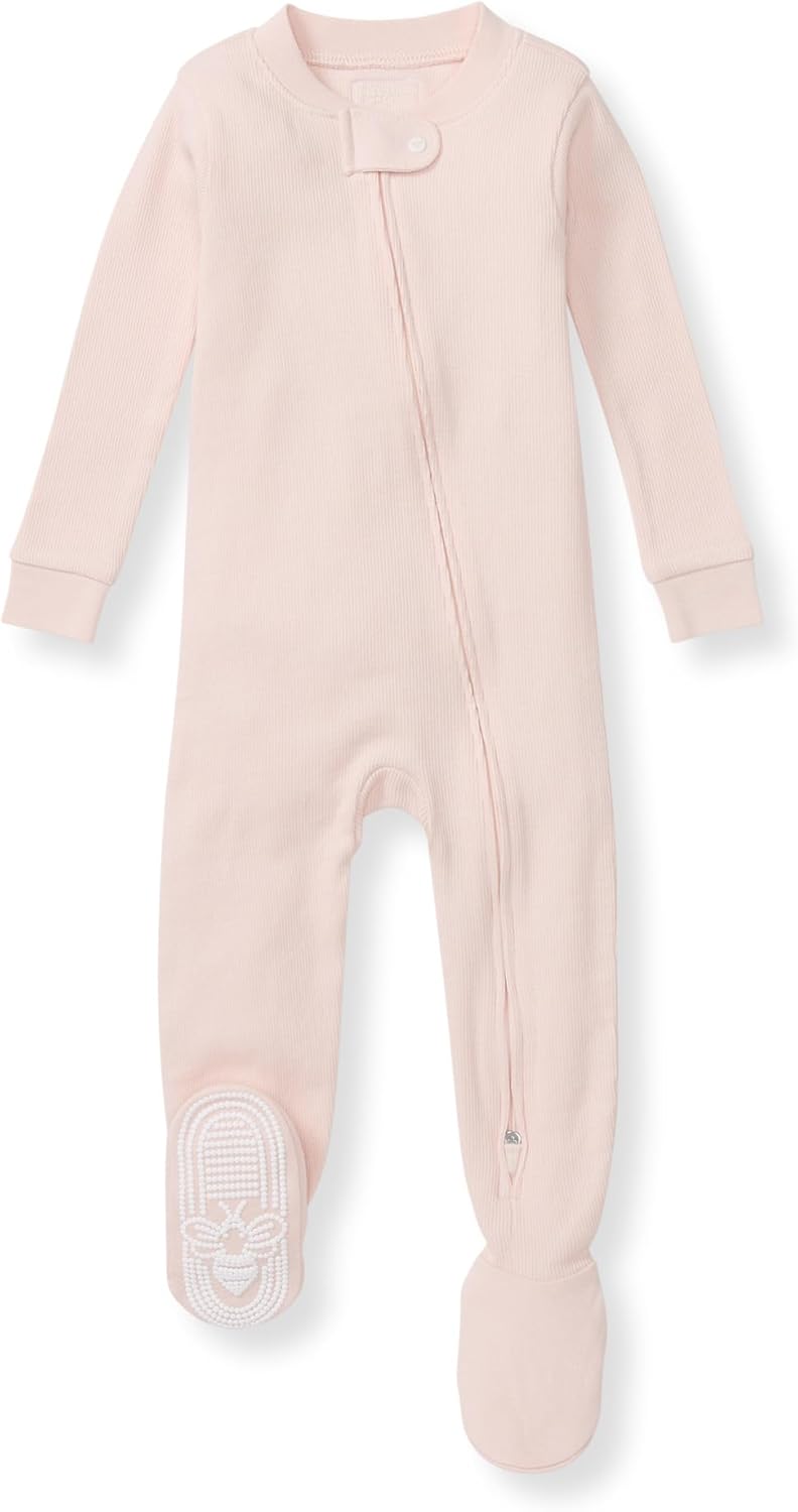 Burt's Bees Baby Baby Girls Sleeper Pajamas, 100% Organic Cotton, One-piece PJs, Diagonal Zip Up Jumpsuit, Snug Fit Footie