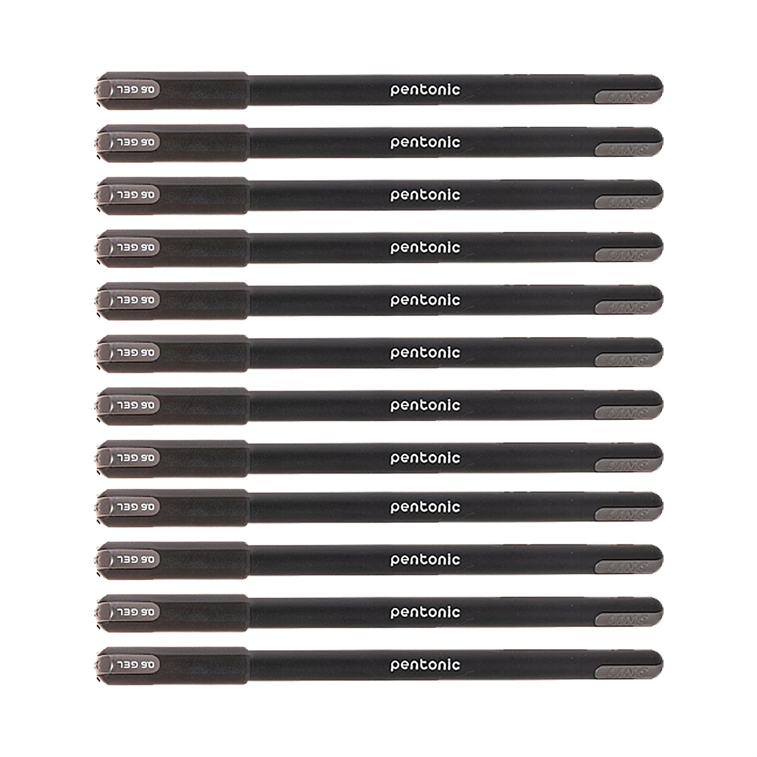 Pentonic Gel Pen Box Pack | Tip Size 0.6 mm | Click Off Mechanism With Black Matte Finish Body | Quick Dry, Waterproof Ink For Smooth Writing Experience | Black Ink, Pack Of 12