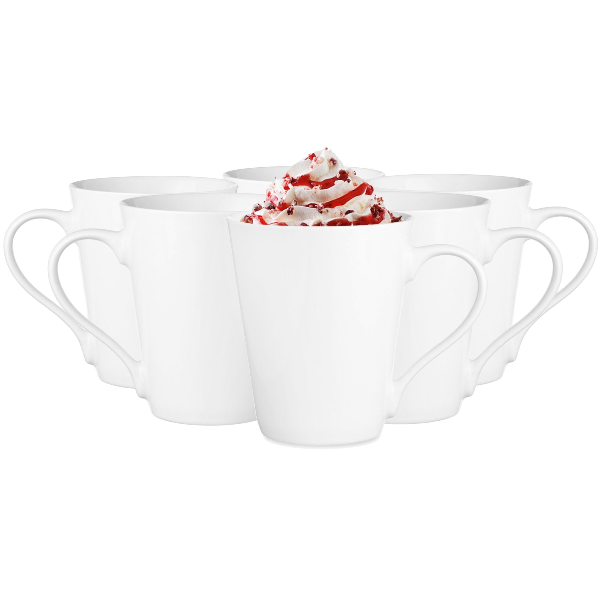 Glasmark Krosno - Set di tazze in ceramica, 0,28 litri, in ceramica, per caffè, tè, tè, acqua, accessori da cucina, regali per compleanno, bianco, 6 x 280 ml