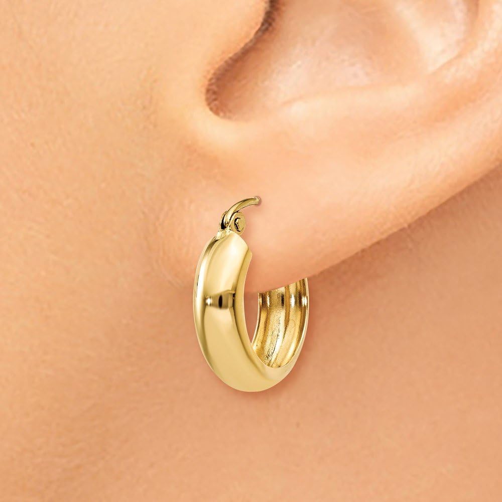 The Black Bow 4.75mm, 14k Yellow Gold Half Round Hoop Earrings, 12mm (7/16 Inch) - Image 3