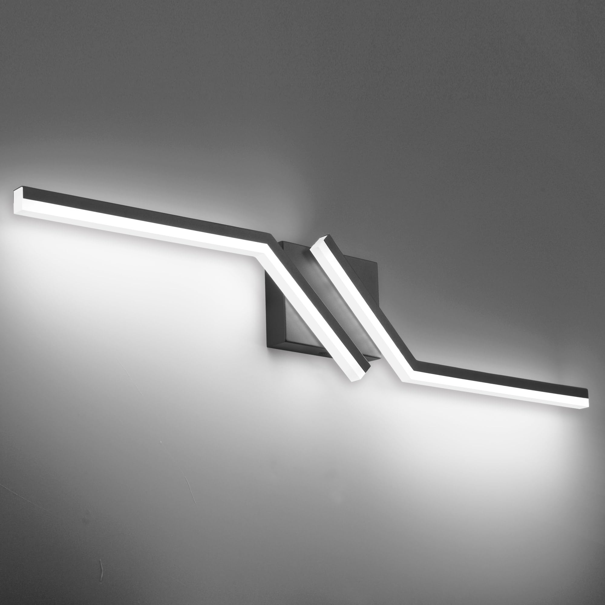 ZUZITO Black 32in Bathroom Lights Over Mirror Modern Dimmable Vanity Lighting Fixtures, 24W LED Cool White 6000K