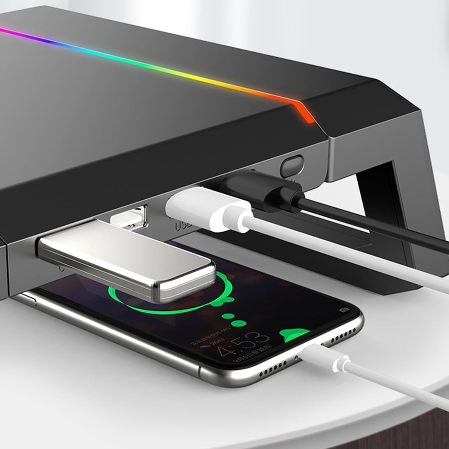 安定した折りたたみ可能なモニターは、Storage DrawerとHolder Monitors Stand Riserを備えたUS