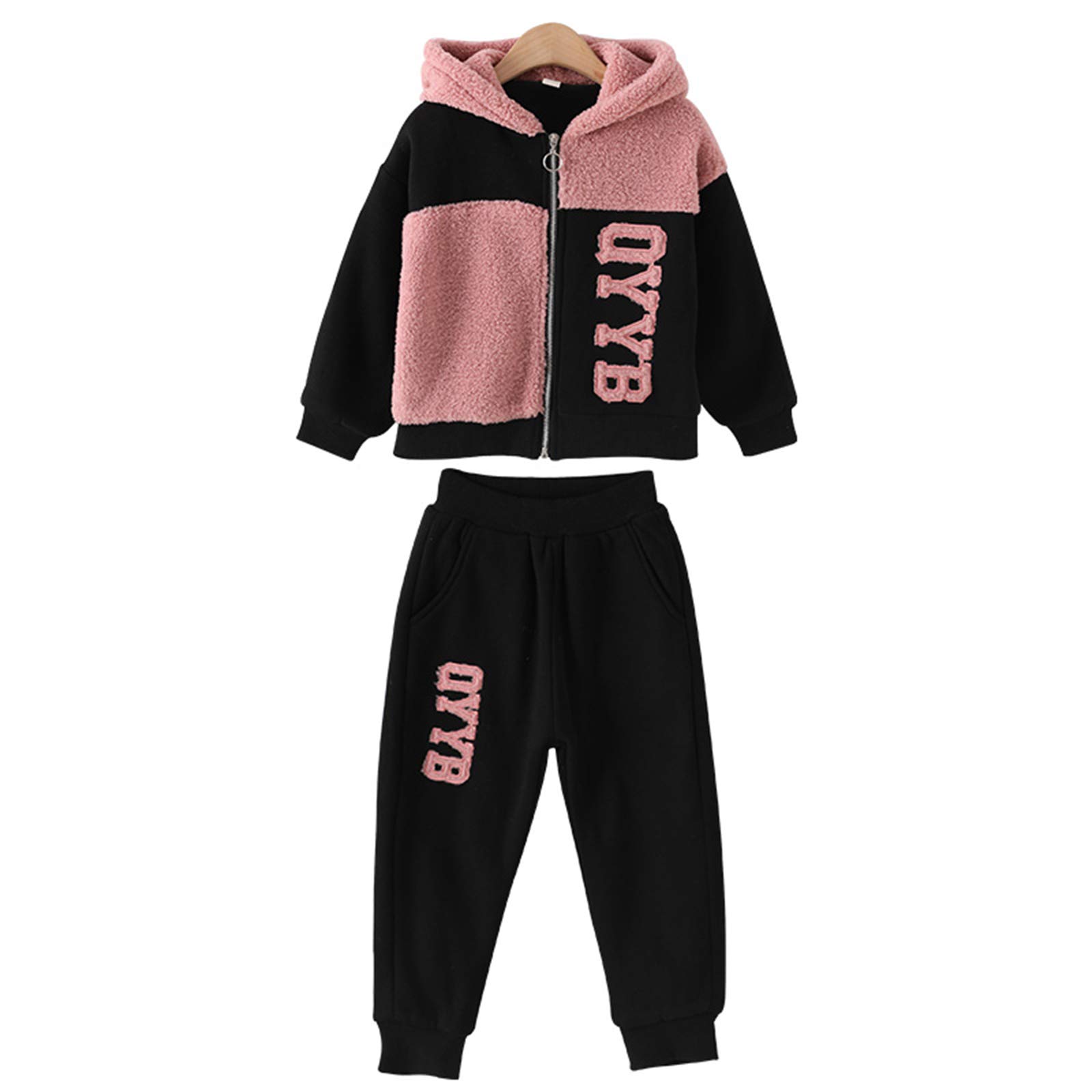 amropi Niña Invierno Chándales Cálido Abrigo con Capucha y Pantalones 2 Piezas Conjunto de Ropa para 3-10 años