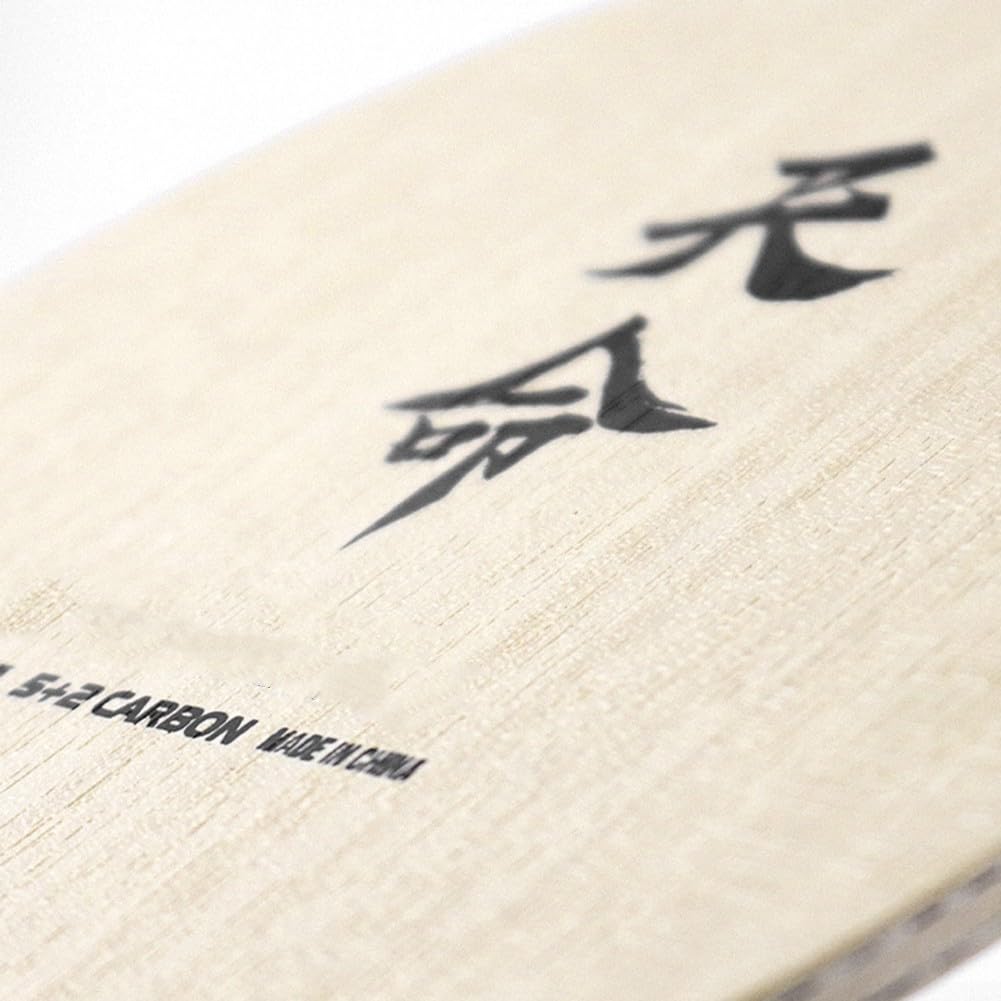 Tabella lunga della fibra del carbonio della maniglia 260mm di ping-pong FL della fibra del carbonio | Manico lungo FL 260mm, tecnologia in fibra profonda, sensazione di legno puro, alto potere inferiore, design aramidico giallo