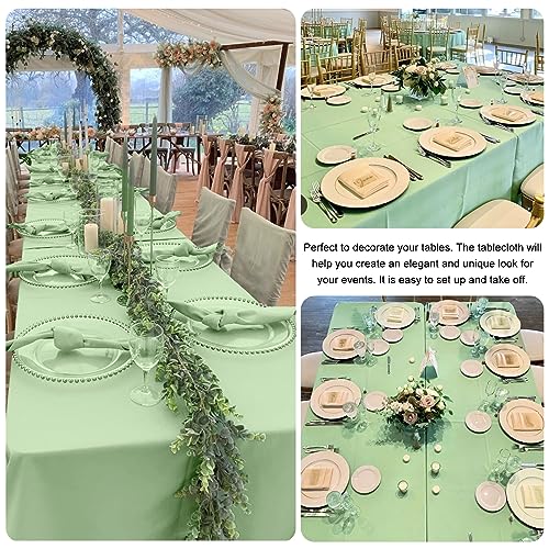 Image of 4 Pack Rectangle Tablecloth 60x126 Inch Sage Green Table Cloth for 8 Foot Rectangle Tables Washable Polyester Table Cover for Wedding Dining Tables Parties Banquet(60x126 Sage Green)