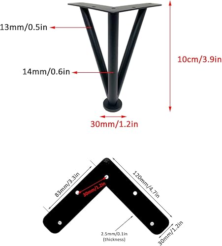 Miniatura 7 de Patas ajustables en color negro y plateado, patas de armario de cocina de acero inoxidable, patas de mueble para mesa de café, patas de soporte de